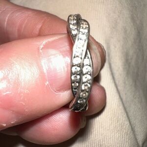 Elegant PANDORA Silver-Twisted Band .925 Ring 52